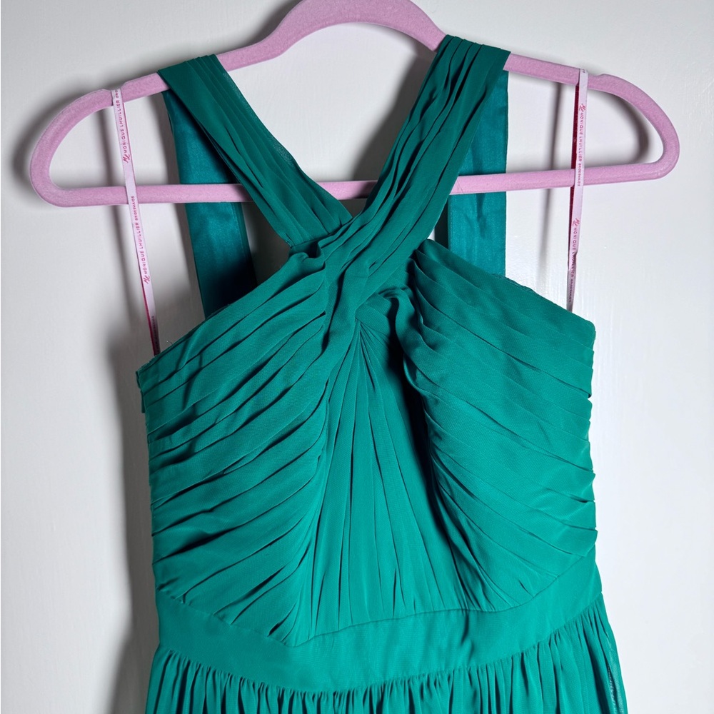 Monique Lhuillier Bridesmaid Crisscross Chiffon Gown - Picture 6 of 6